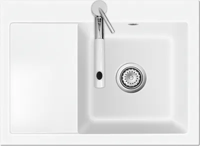 Produktbild von Auflagespüle KeraDomo MERA 70 Polar mit Becken rechts und Handbetätigung