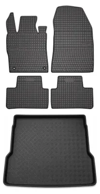 Image de Tapis en caoutchouc + bac de coffre pour Peugeot 308 III 2021- (break, hybride rechargeable, hybride) – 5 pièces, noirs, sur mesure