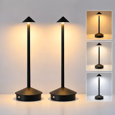 Produktbild von 2er schnurlose Tischlampe, tragbare LED-Schreibtischlampen, 1800 mAh wiederaufladbar, batteriebetrieben, Beleuchtung für Schlafzimmer, Esszimmer, Rest