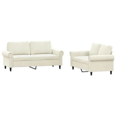 Produktbild von 2-tlg. Sofagarnitur mit Kissen Creme Samt