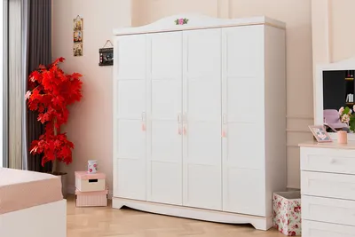 Immagine prodotto di Armadio bianco a 4 ante Armadio in legno di design Mobili per la camera dei bambini