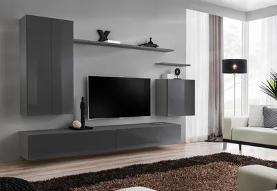 Produktbild von Luxus Grau Wohnwand Modern TV Ständer Sideboard Wohnzimmermöbel Neu