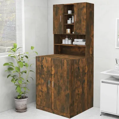Produktbild von "2026 Promotion" Waschmaschinenschrank Räuchereiche 70,5x25,5x90 cm - Badezimmerschränke CC28045