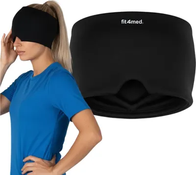 Obrázek produktu pro FIT4MED | opakovaně použitelný gelový obklad na hlavu – teplo a chlad, elastický, vhodný do mikrovlnné trouby, omyvatelný hadříkem, černý