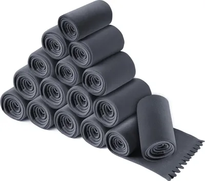 Produktbild von wometo 16er Set WAVE Fleecedecken 120x160 cm – OEKO-TEX ca. 300g weiche Fleece Decke mit Wellenrand Anti-Pilling grau