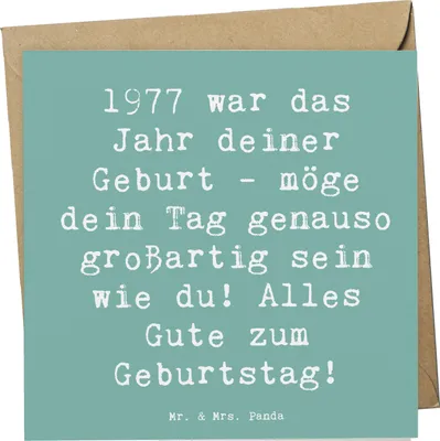 Produktbild von Mr. & Mrs. Panda Klappkarte Spruch 1977 Geburtstag - Meeresbrise - Geschenk, doppelkarte, Geburtstagsfeier, Happy Birthday, Alter, Grußkarte, Glückwunschkarte, Jubiläum