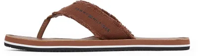 Produktbild von Tommy Hilfiger Herren Flip Flops Leather Beach Sandal mit Fransen, Braun (Winter