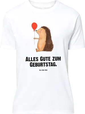 Produktbild von Mr. & Mrs. Panda Größe XL T-Shirt Igel Luftballon - Weiß - Geschenk, Tshirt, Happy Birthday, mit Spruch, Ballon, Lustige Sprüche, Herzlichen Glückwunsch, Geburtstag