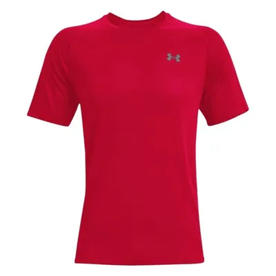 A red t-shirt with a grey Under Armour logo on the chest.