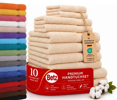 Produktbild von Betz Premium Classic Frottier Handtuch-Set 10-teilig - 2X Liegetücher - 4X Handtücher - 2X Gästetücher - 2X Seiftücher - beige