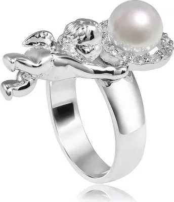 Produktbild von MATERIA 925 Silber Ring Engel - weißer Perlenring Zirkonia rhodiniert inkl. Ringetui  Gr. 51-62 #SR-65