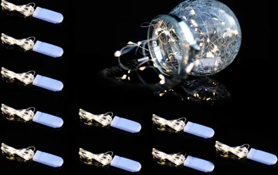 Obrázek produktu pro LED pohádková světla, 10 kusů 2M 20 LED, pohádková světla na baterie pro párty, Vánoce, domácnost, pokoj, svatbu, zahradu, Halloween dekorace, IP65 vodotěsné, teplá bílá