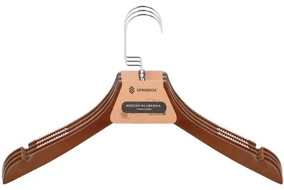 Productafbeelding van Houten Kledinghangers - 3 Stuks - Draaibaar - Luxe - Bruin