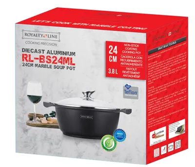 Immagine prodotto di Royalty Line RL-BS26M: Pentola e casseruola rivestita in marmo - 26cm