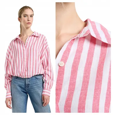 Produktbild von Lee | Damenbluse Elasticated Shirt rosa Leinen Langarm Größe M