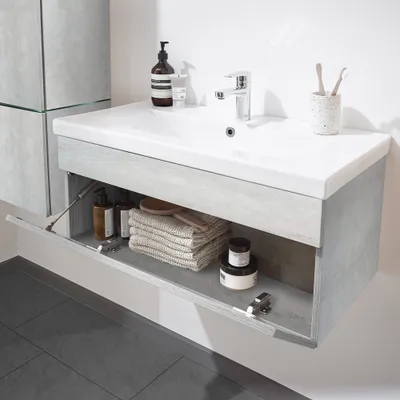 Produktbild von HOME DELUXE - Badmöbel-Set - WANGEROOGE BIG Grau - X-Large - inkl. Waschbecken und komplettem Zubehör - Breite Waschbecken: ca. 60 cm | Badezimmermöbel Waschtisch Badmöbelset
