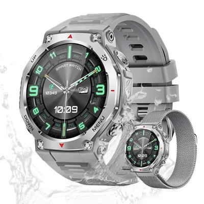 Fur Herren's Telefonfunktion 5ATM Wasserdicht Fitness-Tracker Gesundheits- & Sportuhr mit Herzfrequenz, SpO₂, Schlaf & Stressanalyse