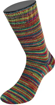 Produktbild von Lana Grossa - Meilenweit 100g Merino Extrafine Cosy 6164 khaki weinrot maigrün waldgrün gestreift