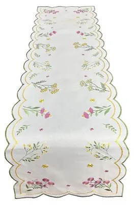 Immagine prodotto di Tovaglia, runner ricamato, primavera, fiori selvatici 40x140 Bianco 032