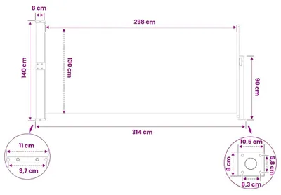 Produktbild von vidaXL Ausziehbare Seitenmarkise 140x314 cm Schwarz