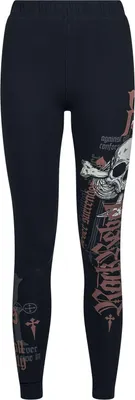Produktbild von Rock Rebel by EMP Damen schwarze Leggings mit Totenkopf-Print und Schriftzug XL