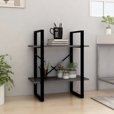 Immagine prodotto di Libreria 2 ripiani grigio 60x30x70 cm in legno di pino massiccio