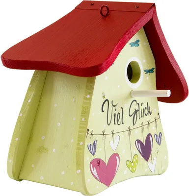 Produktbild von Vogelvilla Nistkasten Nistmini VIEL GLÜCK, handbemalt, mintgrün
