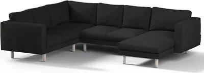 Produktbild von Dekoria Bezug für Norsborg 5-Sitzer Ecksofa mit Recamiere, schwarz, Norsborg Bezug für 5-Sitzer Ecksofa mit Recamiere