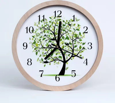 Produktbild von Holzuhr 30fi cm wanduhr - Baum Blumen