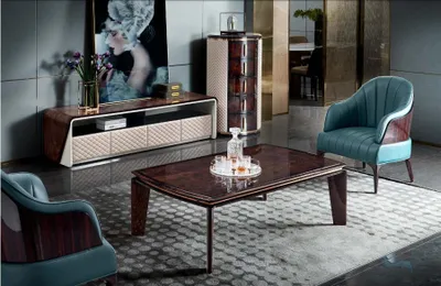 Productafbeelding van Luxus Wohnzimmer Möbel Sideboard Schrank Leder Hochglanz rtv tv Couchtisch