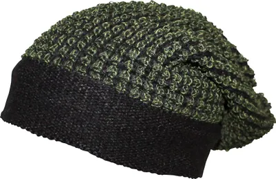 Produktbild von Beanie Mütze - 30 cm lang - schwarz-grün - Strickmütze aus Baumwolle