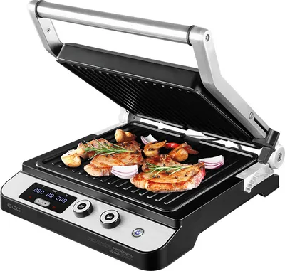 Obrázek produktu pro ECG KG 1000 Gourmet | Kontaktní gril | Příkon 1650-2000 W | 4 pracovní pozice | 2 nezávislé termostaty | teploty v rozmezí 60–230°C| nepřilnavý povrch