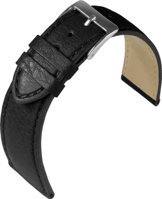 Produktbild von Eulit Country Uhrenarmband XL Rindleder genarbt schwarz > Ton in Ton Naht, Stegbreite:18mm, Schließe:Silbern