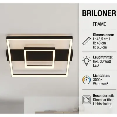 Produktbild von Briloner Frame LED Deckenlampe Schwarz dimmbar