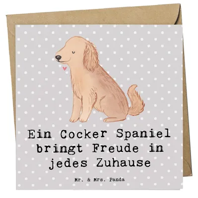 Produktbild von Mr. & Mrs. Panda Glückwunschkarte Cocker Spaniel Freude - Grau Pastell - Geschenk, faltkarte, Zufriedenheit, anlasskarte, Grußkarte, Zuhause, verspielter Charakter, Hunde