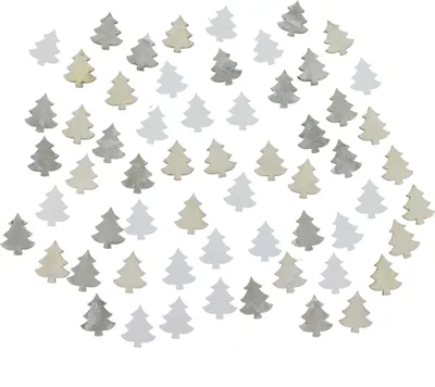 Produktbild von 60 Holz Streuteile Tannenbäume Sterne Blätter Schneeflocke Deko Figuren Herbst Weihnacht, Ausf:Tannenbäume