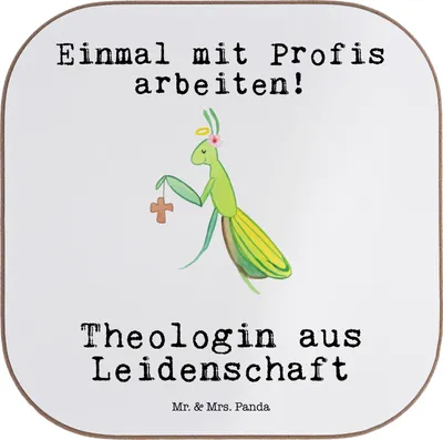 Produktbild von Mr. & Mrs. Panda Untersetzer für Gläser Theologin Leidenschaft - Weiß - Geschenk, Glas, Tassen, Holzuntersetzer, gläseruntersetzer, Coaster