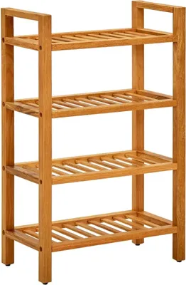 Produktbild von The Living Store Schuhregal mit 4 Etagen 50x27x80 cm Massivholz Eiche