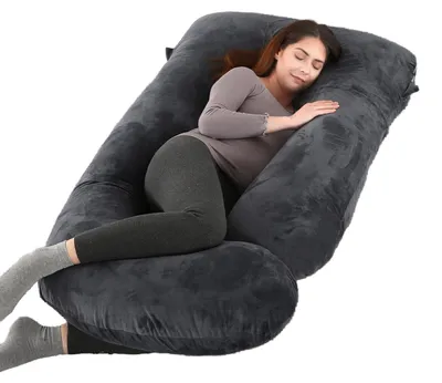 Imagen del producto de Almohada de embarazo de 145 cm (57 pulgadas) con funda lavable para mayor comodidad y soporte
