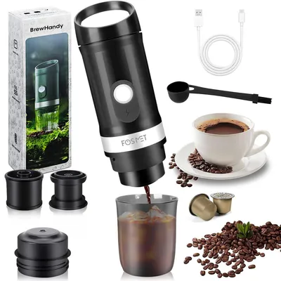 Produktbild von Tragbare Kaffeemaschine–20 bar–Schnellheizung für Kapseln/Pulver/Tee,Kabellose Outdoor-Espressomaschine – Akku,3-in-1,für Reisen & Camping