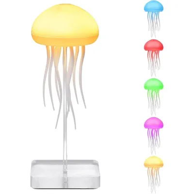 Produktbild von LED Quallen Lampe mit Sprachsteuerung & Touch - RGB Nachttischlampe, Aufladbar, Dimmbar Stimmungslicht