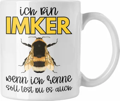 Produktbild von Trendation - Imker Geschenk Tasse Bienenzucht Kaffeetasse Geschenkideen Bienenzüchter Bienen Zuebhör Geschenke Wenn Ich Renne Solltest Du Es Auch (Weiß)