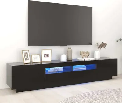 Produktbild von vidaXL TV skrinka s LED svetlami čierna 200x35x40 cm