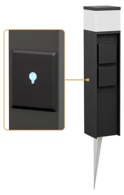 Produktbild von ledscom.de Pollerleuchte PODEL mit Erdspieß für außen, Smart Home, 39cm, schwarz, 2 Steckdosen, inkl. G9 Leuchtmittel, 596lm, weiß – Schwarz / Smart Home / 596lm (4,4w) / Lichtfarbe: Weiß, Größe 1 Stü