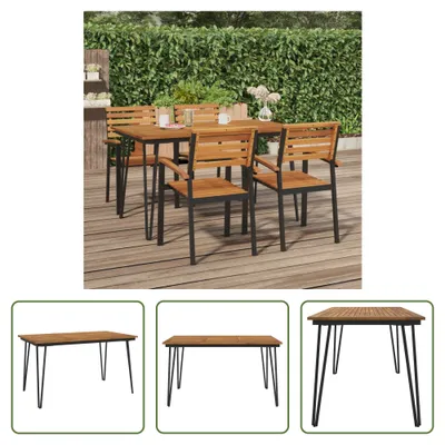 Immagine prodotto di The Living Store tavolo da giardino con gambe a forcina 140×80×75 cm in legno massiccio di acacia