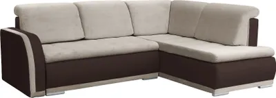 Produktbild von Ecksofa mit Schlaffunktion und Bettkasten | Couch für Wohnzimmer, Schlafsofa Sofagarnitur Sofa Eckcouch L-Form Wohnlandschaft mit Bettfunktion - VERO II Ottomane Rechts (Dot 22+Madryt 128 Beige + Braun)