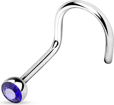 Produktbild von viva-adorno 1,0mm Nasenstecker gebogen Zirkonia Kristall Strass Nasen Piercing Spirale Stud Nasenring Z325, Blau