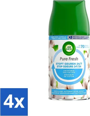 Productafbeelding van Air Wick Pure – Navulverpakking voor luchtverfrisser – Katoenzacht – 250 ml - Voordeelverpakking - 4 stuks