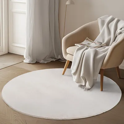 Produktbild von Carpetsale24 Waschbarer Kurzflor Teppich, rutschfest & weich, Modernes Einfarbig Design für Wohnzimmer, Schlafzimmer, Grösse: 80 cm Rund