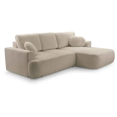 Produktbild von BEAUTYSOFA Ecksofa mit Schlaffunktion VENTO, Ottomane Rechts, L-Form, Farbe: Cappuccino (Coral50)